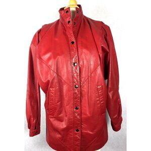 Braefair Womens Red Leather Motorcycle Jacket  size 5/6 Vintage
